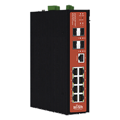 Switch Industrial Administrable / PoE Mixto 24/48V / 8 Puertos Gigabit + 4 SFP / Puertos 3-4 802.3 af/at/bt 60W / Protección 8kV / Riel DIN
