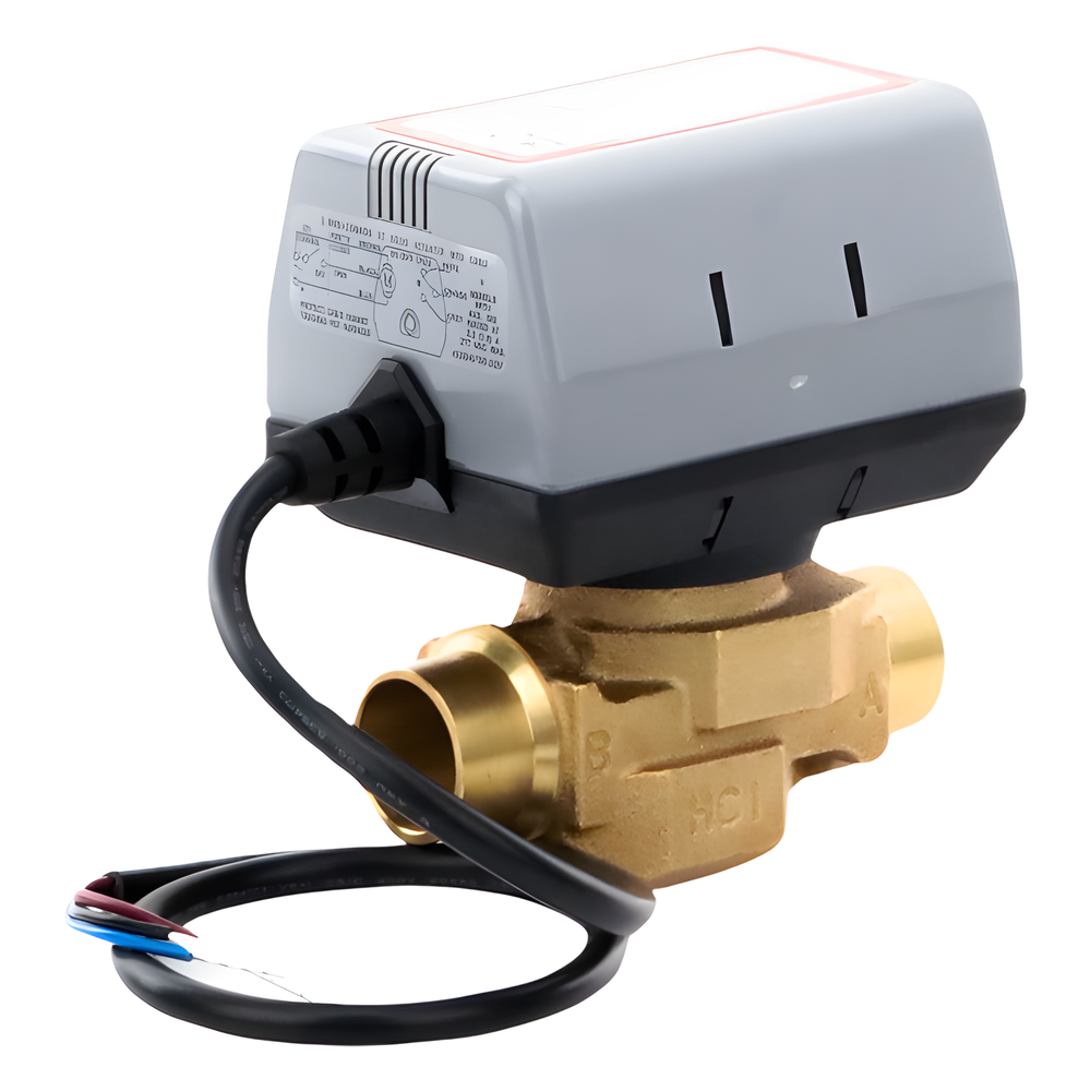Válvula de zona motorizada de 2 vías 3/4 pulgada BSPT con actuador de 200 a 240 VAC para calefacción y aire acondicionado