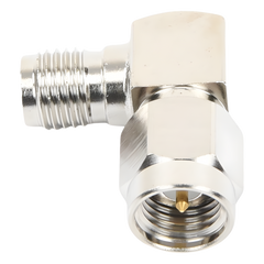 Adaptador en Ángulo Recto, de Conector SMA Macho a SMA Hembra Níquel/ Oro/ Teflón.