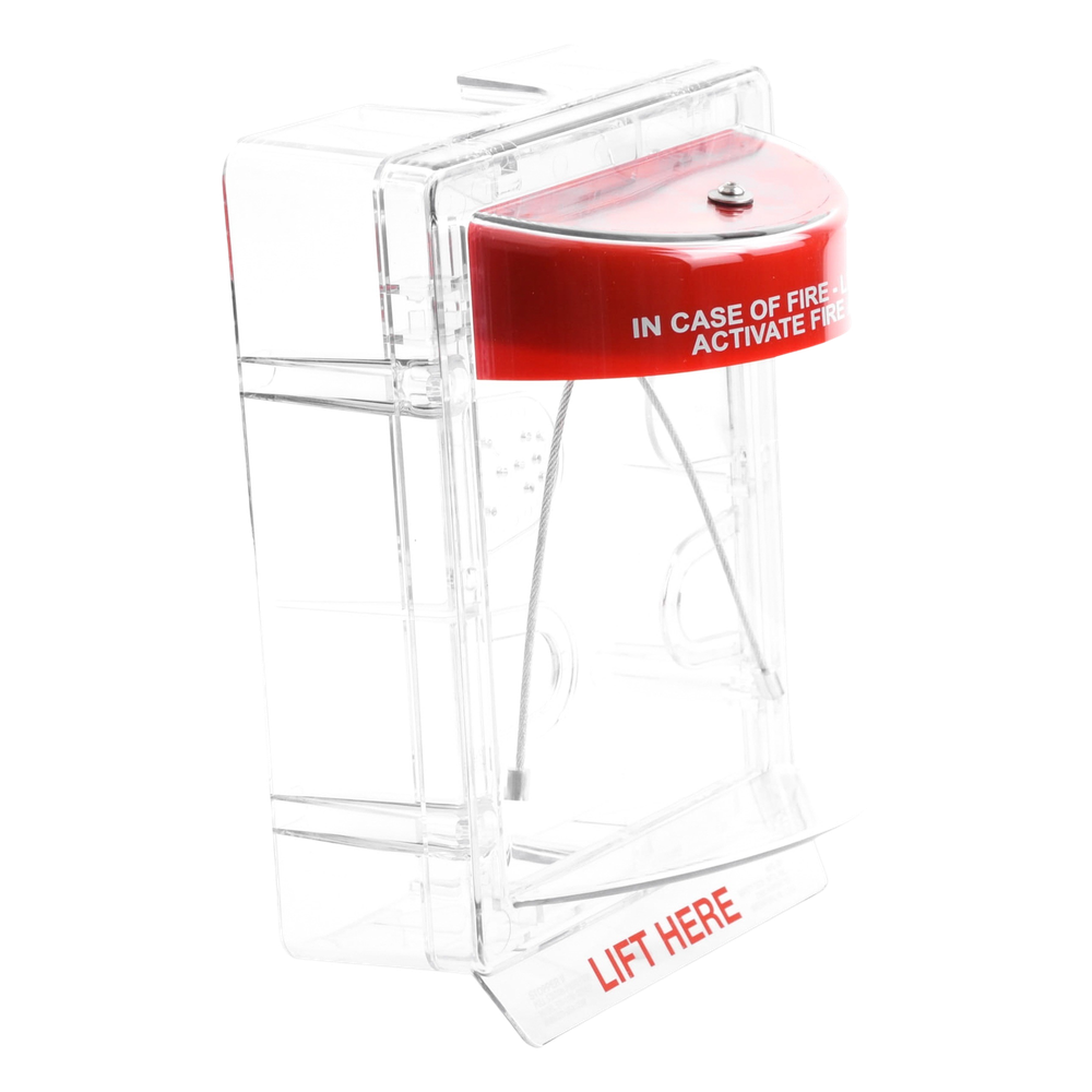 Cubierta Protectora Serie Stopper II® De Policarbonato, Con Bocina, Espaciador Transparente, Montaje en Superficie, Etiqueta en Inglés