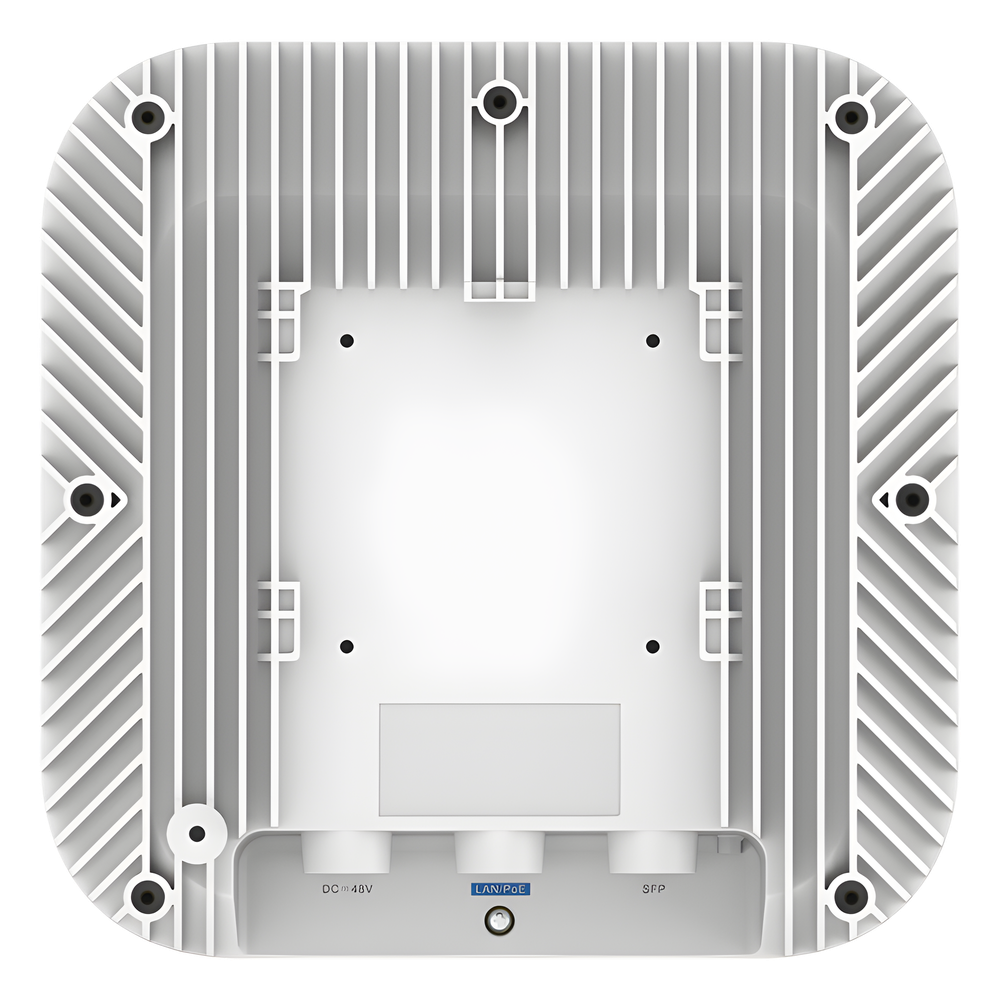 Punto de Acceso Mesh Wi-Fi 6 Industrial para Exterior Omnidireccional 5.95Gbps, MU-MIMO 4x4, 360°, Filtros Anti Interferencia y Auto Optimización con IA, puerto eth 2.5G y SFP