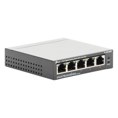 Switch Escritorio No Administrable de 5 puertos 10/100/1000 Mbps / Con 4 puertos PoE 802.3af/at de hasta 65 W / PoE Extendido hasta 250 metros