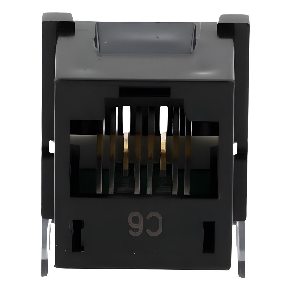 Jack RJ45 categoría 6 de 8 conductores tipo snap-in color negro para el marco de 6 puertos de la línea Claro