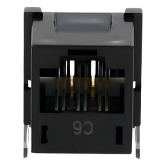 Jack RJ45 categoría 6 de 8 conductores tipo snap-in color negro para el marco de 6 puertos de la línea Claro