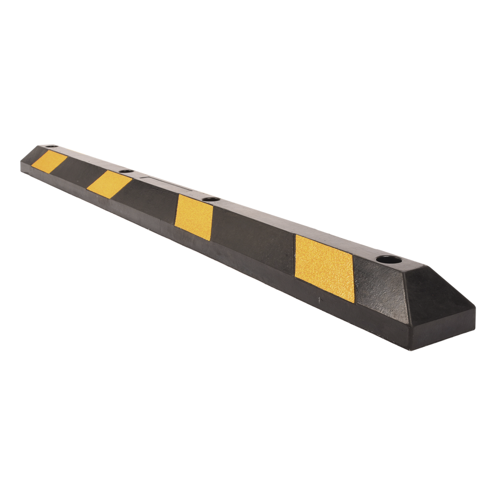 Tope Vehicular P / Estacionamiento / 183cm / Color Negro-Amarillo / 8 Franjas Reflejantes.