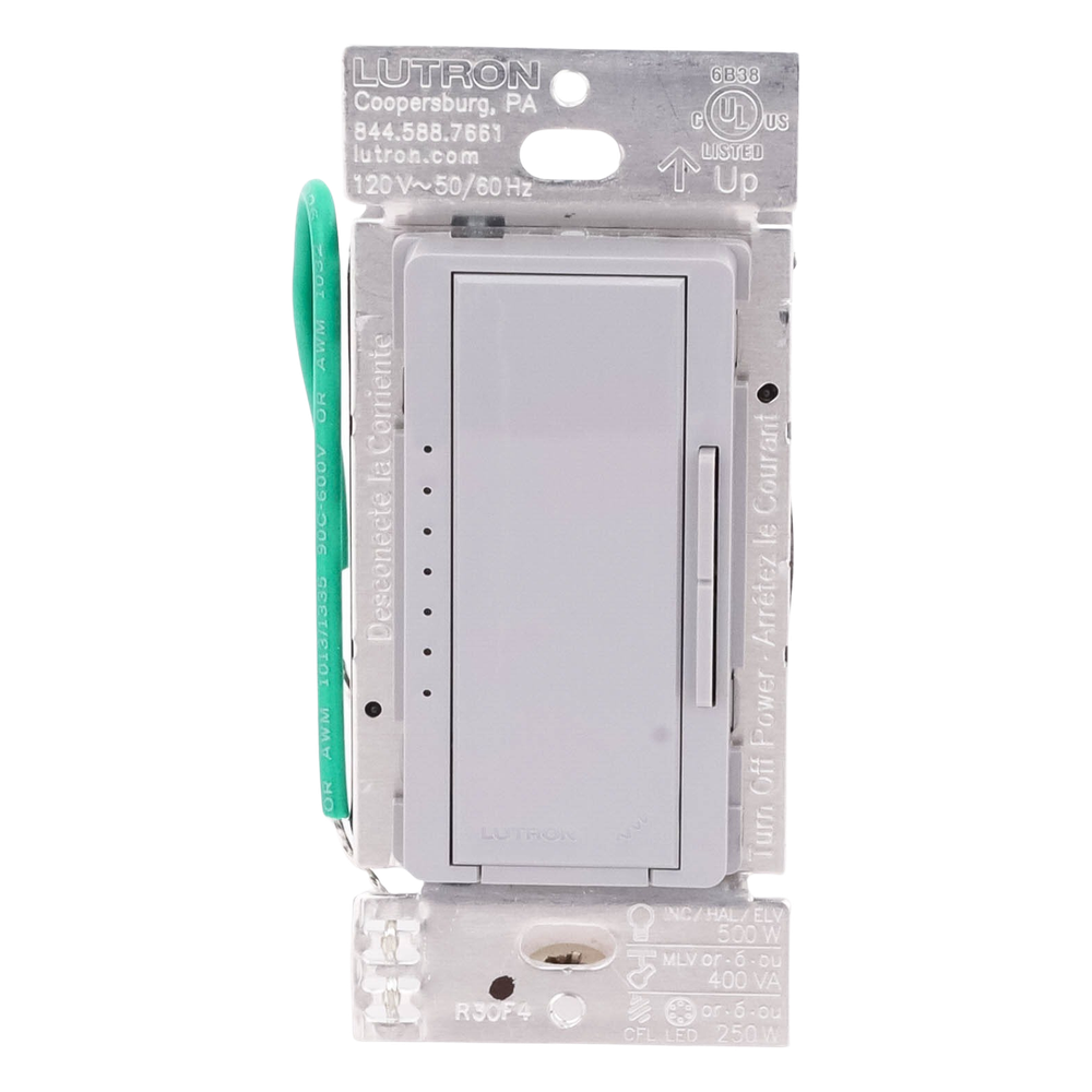 Atenuador de pared inalámbrico Maestro RF para RadioRA 2 y RA2 Select, 250 W LED/CFL, neutro opcional, color gris