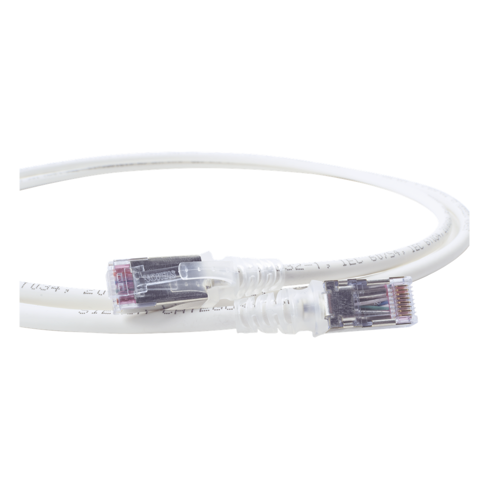 Patch Cord Skinny Cat6A Blindado S/FTP, 1.52 Metros (5 Pies), Diámetro Reducido 28 AWG, Color Blanco