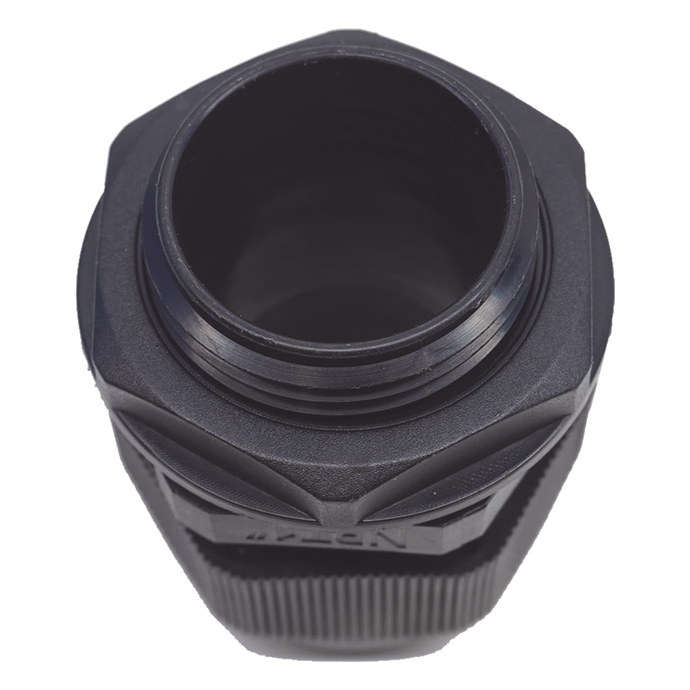 Conector Plástico Negro Tipo Glándula para Rosca NPT 1"