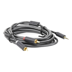 Cable Adaptador de 3.5mm Macho a 2 RCA Macho / 3 Metros (9.84 Pies) / Color Gris / Blindaje Múltiple / ABS / Alta Calidad