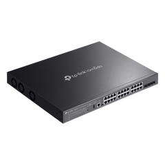 Switch Omada L3 SDN Administrable / 24 puertos PoE af/at Gigabit y 4 puertos SFP+ / Presupuesto PoE 720W / Funciones RIP, VRRP, Servidor DHCP / Administración centralizada OMADA / Fuente Redundante