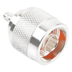 Conector Coaxial N Macho de Anillo Plegable para Cable RG-142/U, Plata/ Oro/ Teflón.
