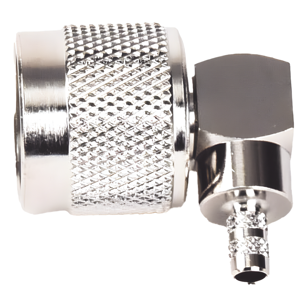 Conector N Macho en A/R de Anillo Plegable para Cables LP-195, LP-142, RG-58/U, RG-142/U, Niquel/ Oro/ Teflón.