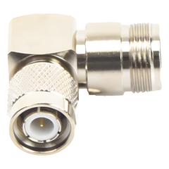 Adaptador en Ángulo Recto de Conector TNC Macho a N Hembra, Níquel/ Oro/ Teflón.