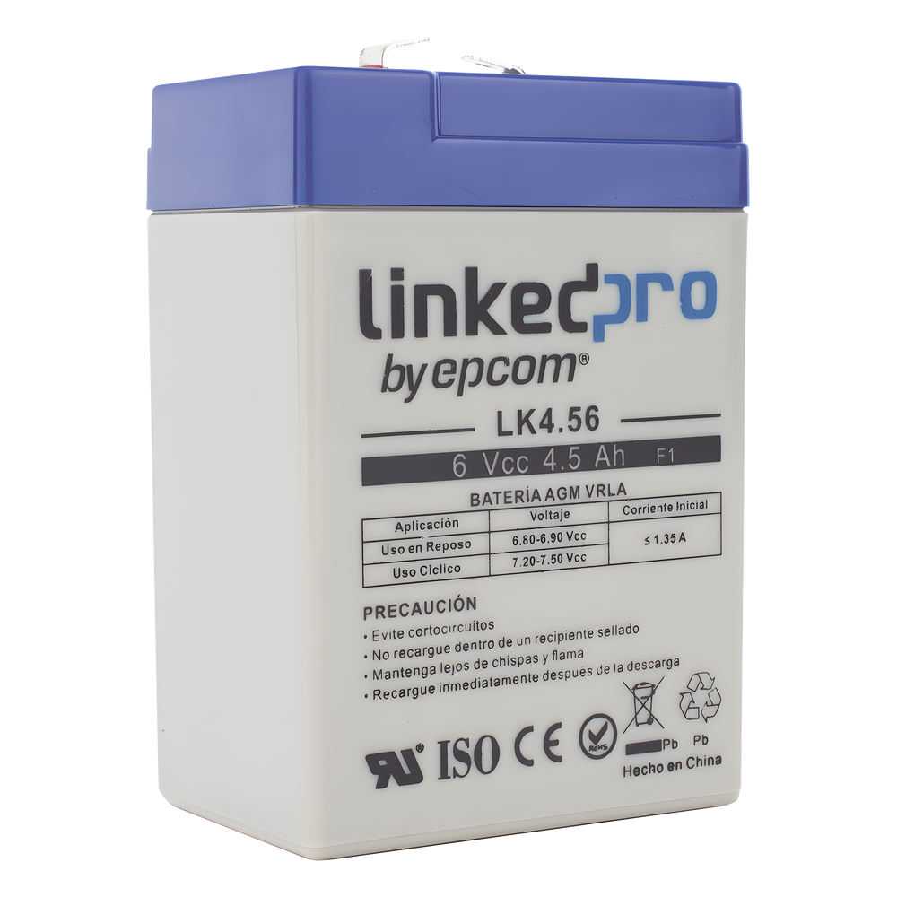 Batería de respaldo 6 V | 4.5 Ah | AGM | Especial para Seguridad Electrónica | UPS  | Sistemas de Emergencia  | Vida útil 5 años | Terminales F1