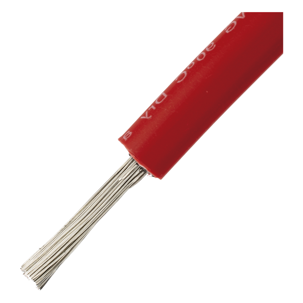 Cable Fotovoltaico Rojo / Cobre Estañado / 6 mm² (10 AWG) / 2000V / Rollo 100m / UL 4703 y TUV