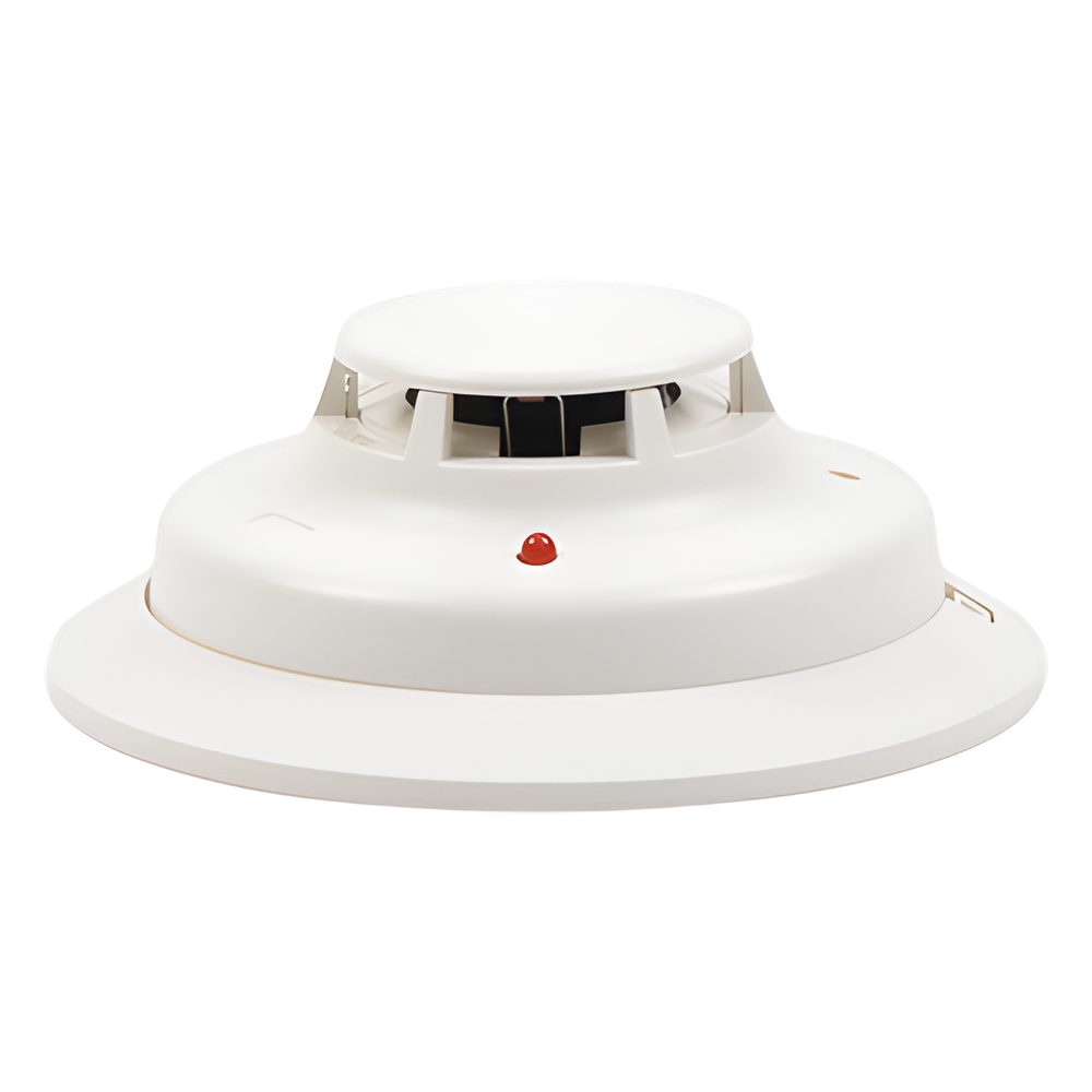 Detector fotoeléctrico de humo de 2 hilos con sensor térmico fijo a 57 grados C, para sistemas convencionales