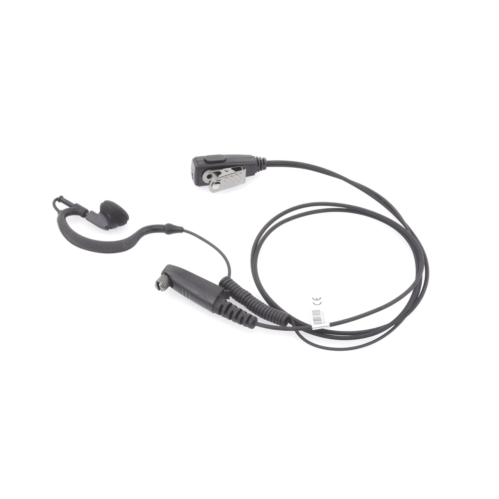 Micrófono-Audífono de Gancho Ergonómico / Cable con Resorte Reforzado con Kevlar / PTT de Solapa / Conector Multipin H02 para Hytera y Telox