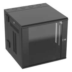 Gabinete PanZone de Montaje en Pared, de 19in, Puerta con Ventana de Seguridad, 12 UR, 635mm de Profundidad, Color Negro