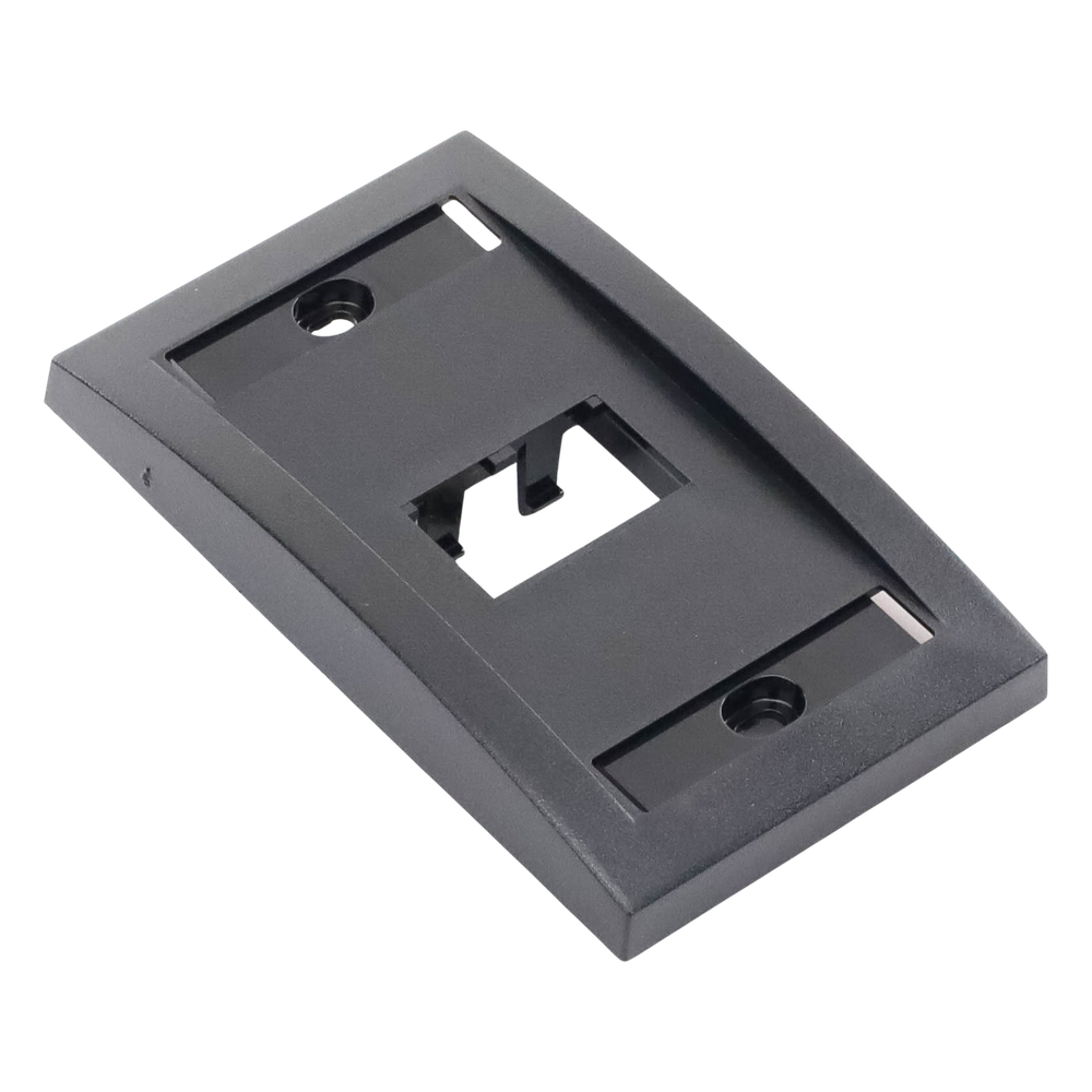 Placa de Pared Vertical Ejecutiva, Salida de 2 Puertos Mini-Com, Con Espacios Para Etiquetas, Color Negro