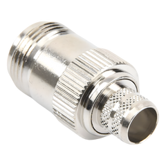 Conector N Hembra Inverso de Anillo Plegable para Cables 9913, RG-8/U, LMR-400, Grupo I, Níquel/ Oro/ Teflón.