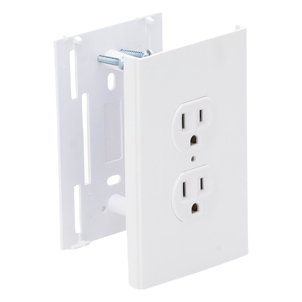 Contacto eléctrico doble, soporte y tapa color blanco de PVC auto extinguible,  para canaleta TEK100 (5591-10200)