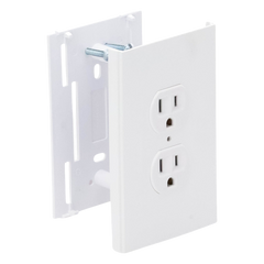 Contacto eléctrico doble, soporte y tapa color blanco de PVC auto extinguible,  para canaleta TEK100 (5591-10200)