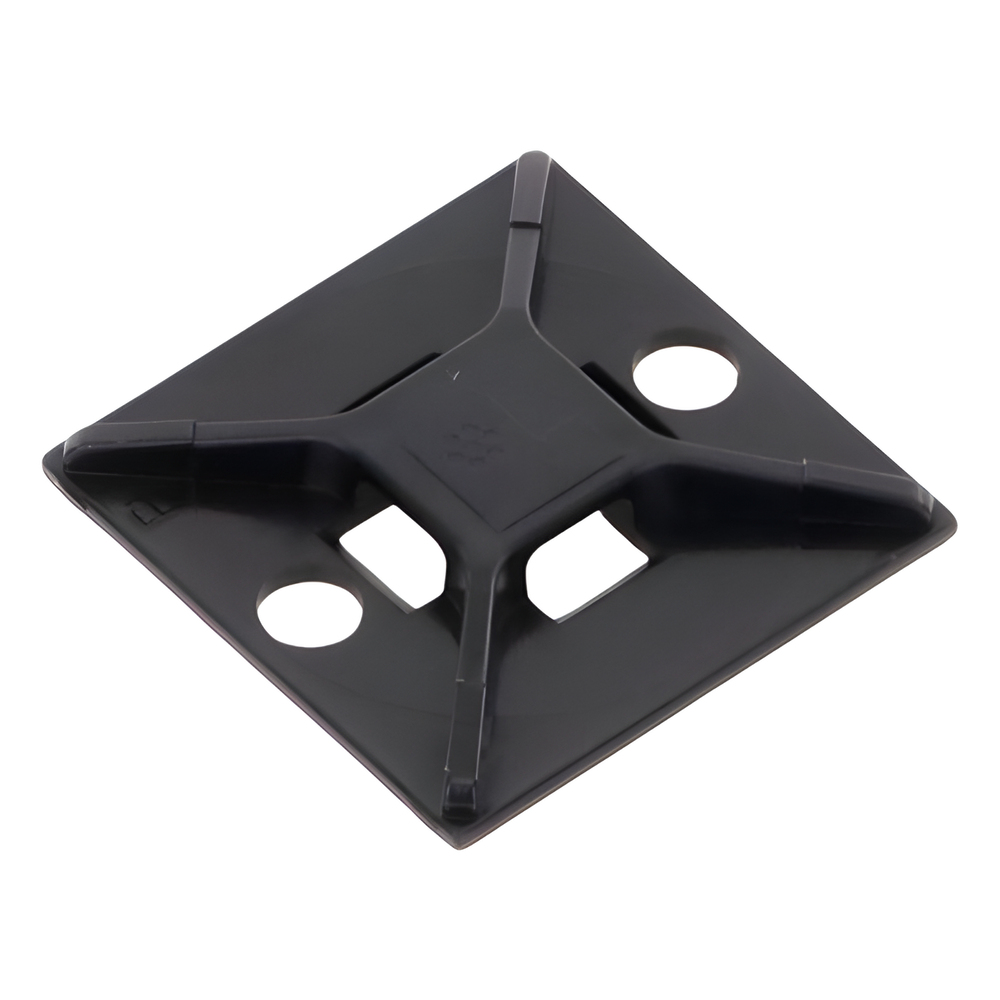 Montaje-Sujetador Para Cable de 4 vías, con Adhesivo Acrilico, 25.4 x 25.4mm (1in x 1in), Color Negro, Uso en Exterior, 1 pieza