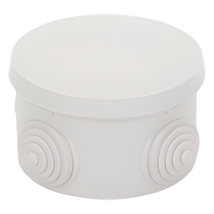 Caja Derivación-Conexión de Plástico Circular con 4 Glándulas de Goma (70 diámetro X 48 alto mm). Para Instalaciones Comerciales,  Residenciales e Industriales. Cerrado a Presión.