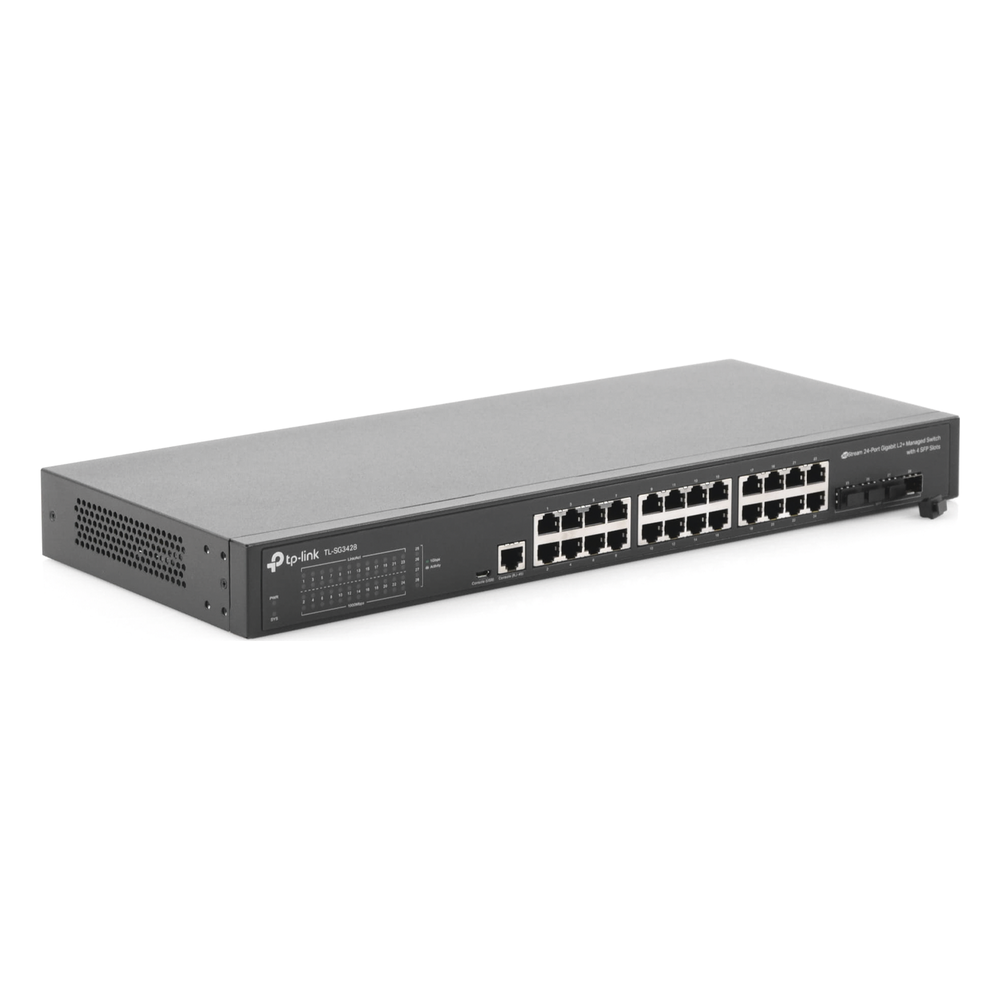 Switch L2+ Omada PoE+ / 24 Puertos PoE+ 10/100/1000 Mbps / 4 Puertos SFP+ 10G / 2 Puertos Consola (RJ45 y microUSB) / Administración Centralizada Omada o Stand-Alone / Multicast IGMP / Presupuesto PoE 384W / Montaje en Rack / (SG3428XMP)