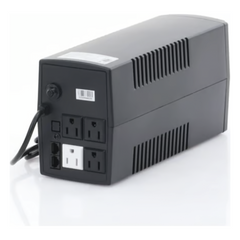 UPS de 850VA/510W / Protección contra Descarga, Sobretensión y Picos Transitorios / Entrada y Salida 120 Vca / Regulador de Voltaje AVR 80-150 Vca / Clavija NEMA 5-15P / 4 Tomas NEMA 5-15R /Sin RJ11 ni RJ45