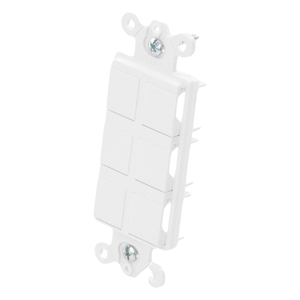 Marco de 6 puertos personalizable para conectores de red, fibra óptica, coaxial y telefonía, línea Claro, color blanco