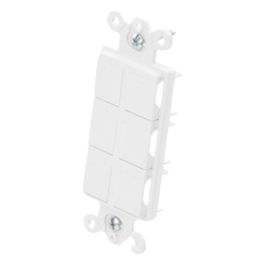 Marco de 6 puertos personalizable para conectores de red, fibra óptica, coaxial y telefonía, línea Claro, color blanco