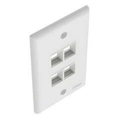 Placa de Pared Vertical, Salida Para 4 Puertos Keystone, Color Blanco