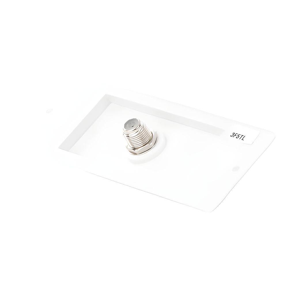 Toma de pared para cable coaxial con conector tipo F de 75 ohms, estilo Designer de la línea Claro, para señal de TV, color blanco brillante