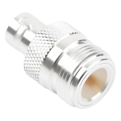 Adaptador en Línea, de Conector N Hembra a BNC Hembra, Plata/ Oro/ Teflón.