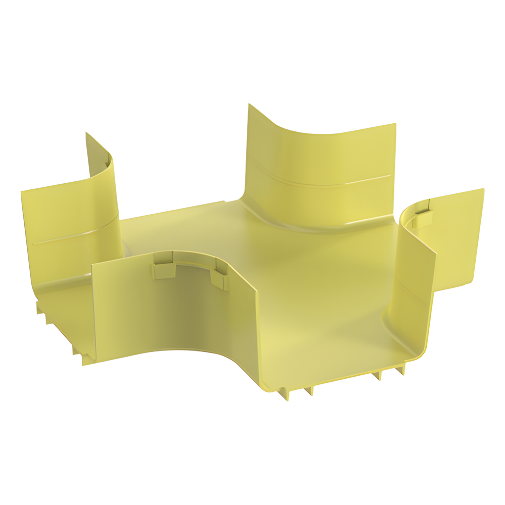 Accesorio de 4 Vías Horizontal, Con Ángulos a 90º, Para Canaletas FiberRunner™ 6X4, Color Amarillo