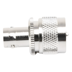 Adaptador en Línea para 50 Ohm, Conector BNC Hembra-UHF Macho (PL-259), Níquel/ Plata/ Delrin.