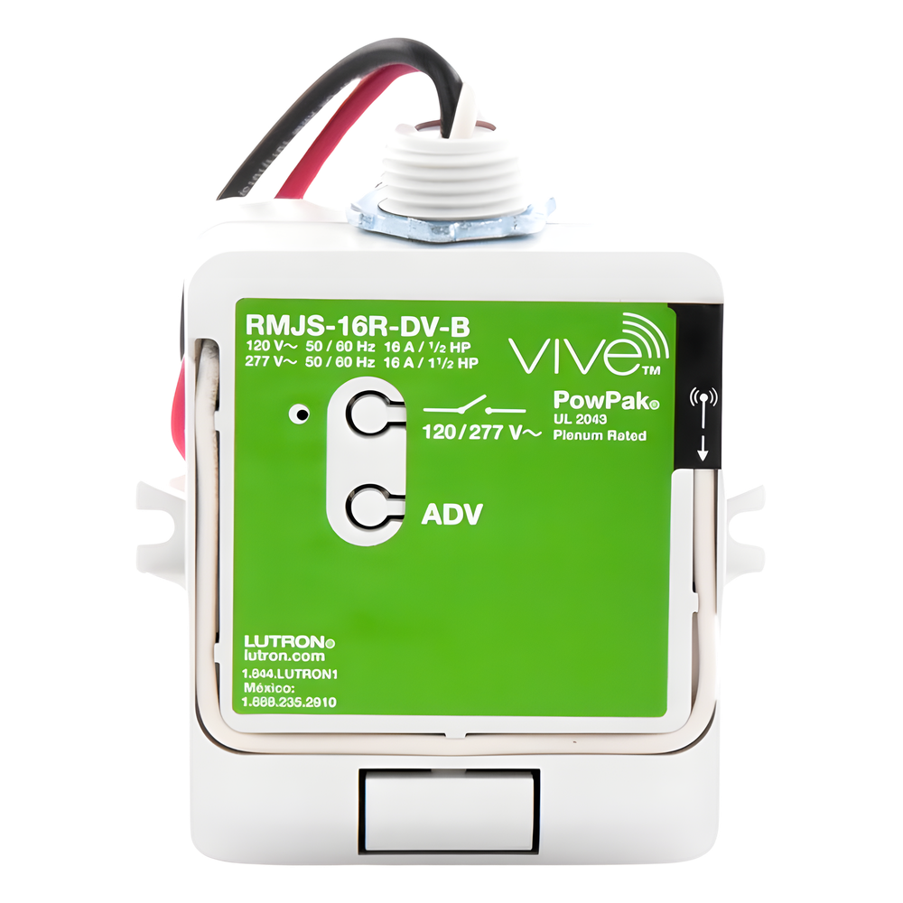 Módulo de relevador inalámbrico PowPak con Softswitch para cargas de iluminación de propósito general, 16 A, 120/277 V, Clear Connect RF, compatible con hub Vive