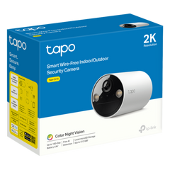 Tapo Cámara de Seguridad Inteligente / Resolución 2K 3MP (2304×1296 px) / Batería Recargable 6400 mAh / Visión Nocturna a Color / IP65 Exterior / Detección IA Persona / Almacenamiento Local microSD 512 GB