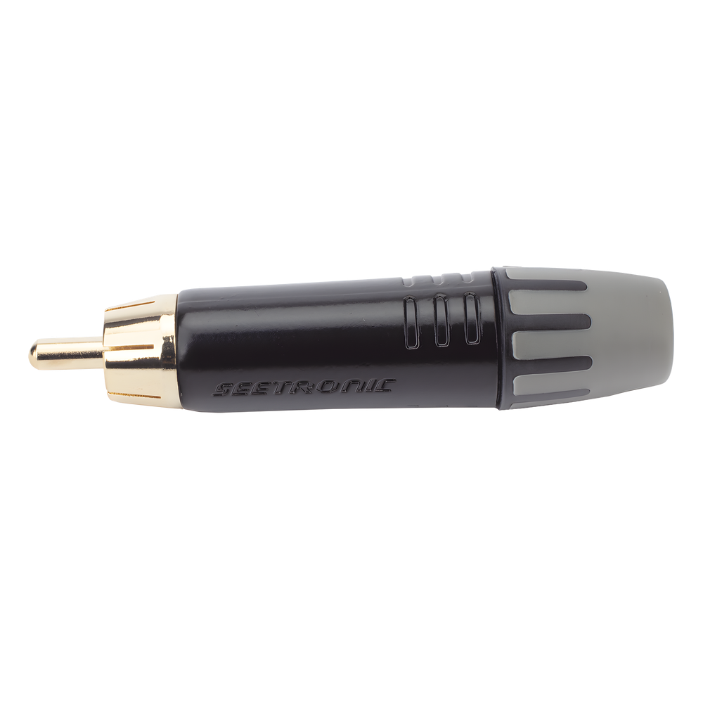 Conector Macho RCA | Carcasa Enchapada en Negro | Contacto Enchapado en Oro | Cable OD 3.5-6.5mm