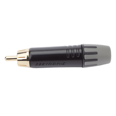 Conector Macho RCA | Carcasa Enchapada en Negro | Contacto Enchapado en Oro | Cable OD 3.5-6.5mm