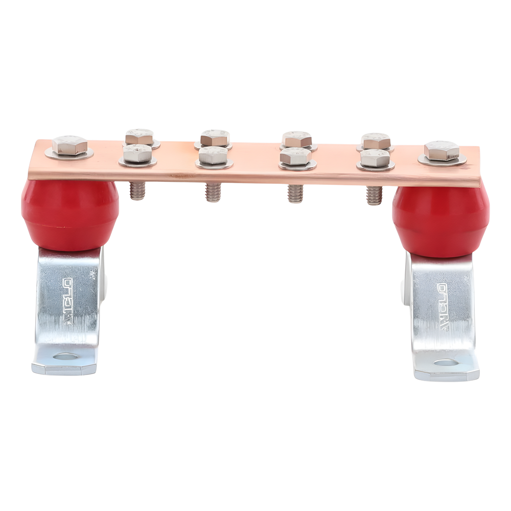 Barra Unión Muro 1000A / Cobre 100% / Montaje Incluido / Aisladores Rojos / EIA-TIA-BICSI / TMGB-TGB
