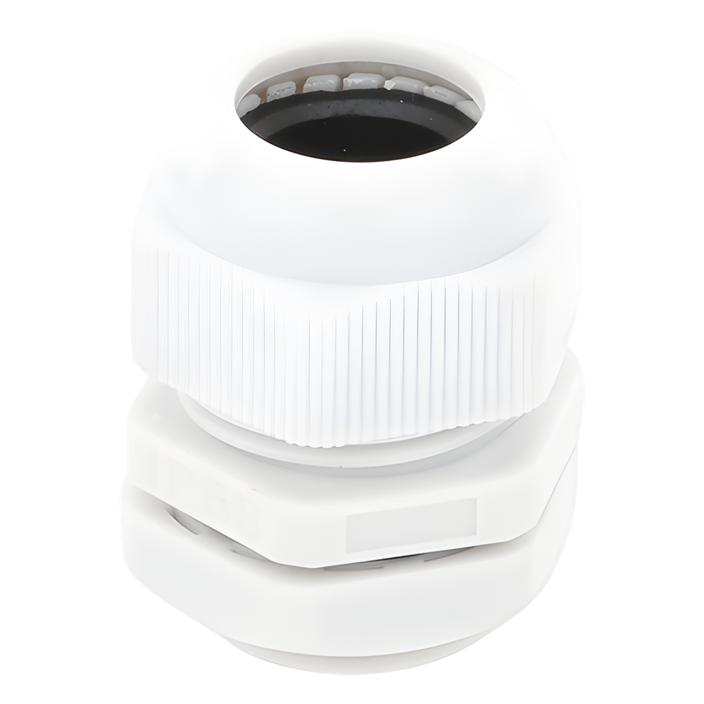 Conector Plástico Blanco Tipo Glándula para Rosca NPT 3/4"