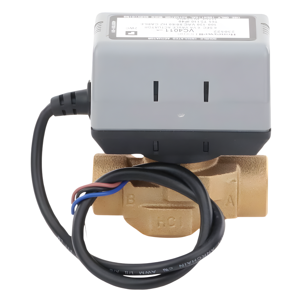 Válvula motorizada de 2 vías con actuador integrado, conexión BSPT de 3/4 pulgada, control on/off, 100-130 VCA
