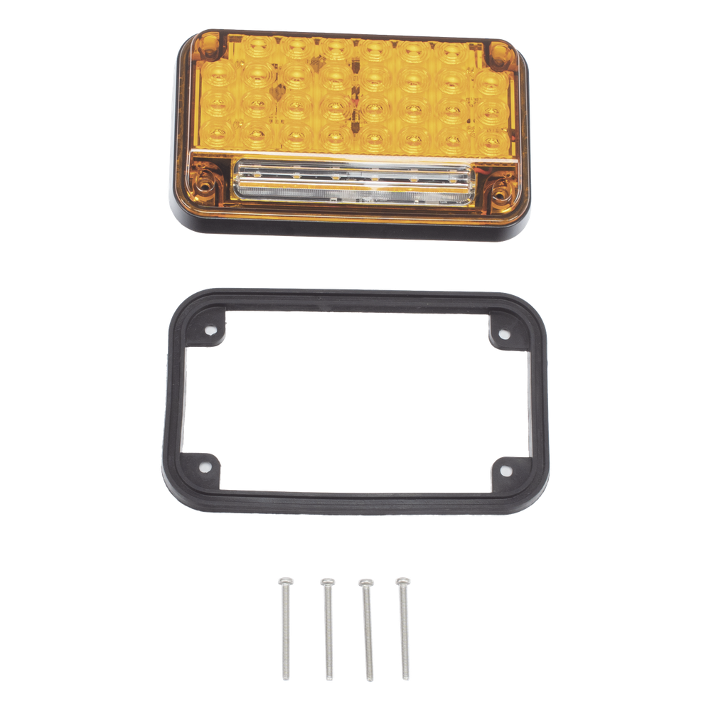 Luz de Advertencia de 7X4", Color Ambar, Con Luz de Trabajo, Ideal para Ambulancias