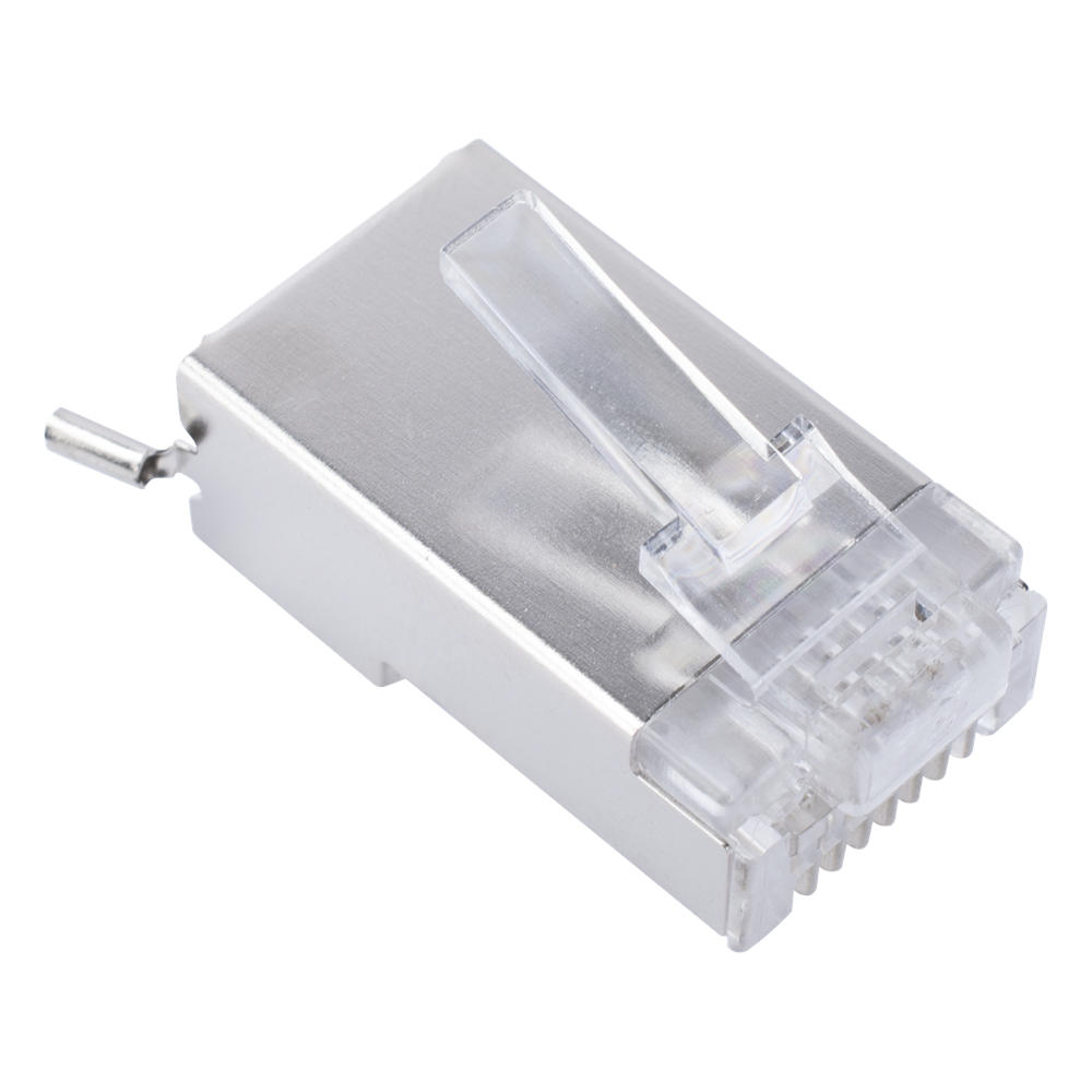 Bote con 100 Piezas de Plug Modular RJ45 Cat6 Blindado con Pin de Tierra, Chapado de Oro a 30 Micras para Durabilidad Extrema
