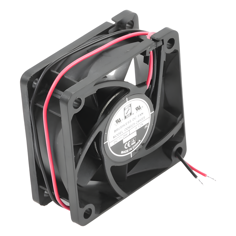 Ventilador Anticondensante Axial Cuadrado, 60x60x25 mm, 24 Vcc, 4500 RPM, 2.9 W, 0.12 A, Flujo de Aire de 25.0 CFM, Unión Sellada.