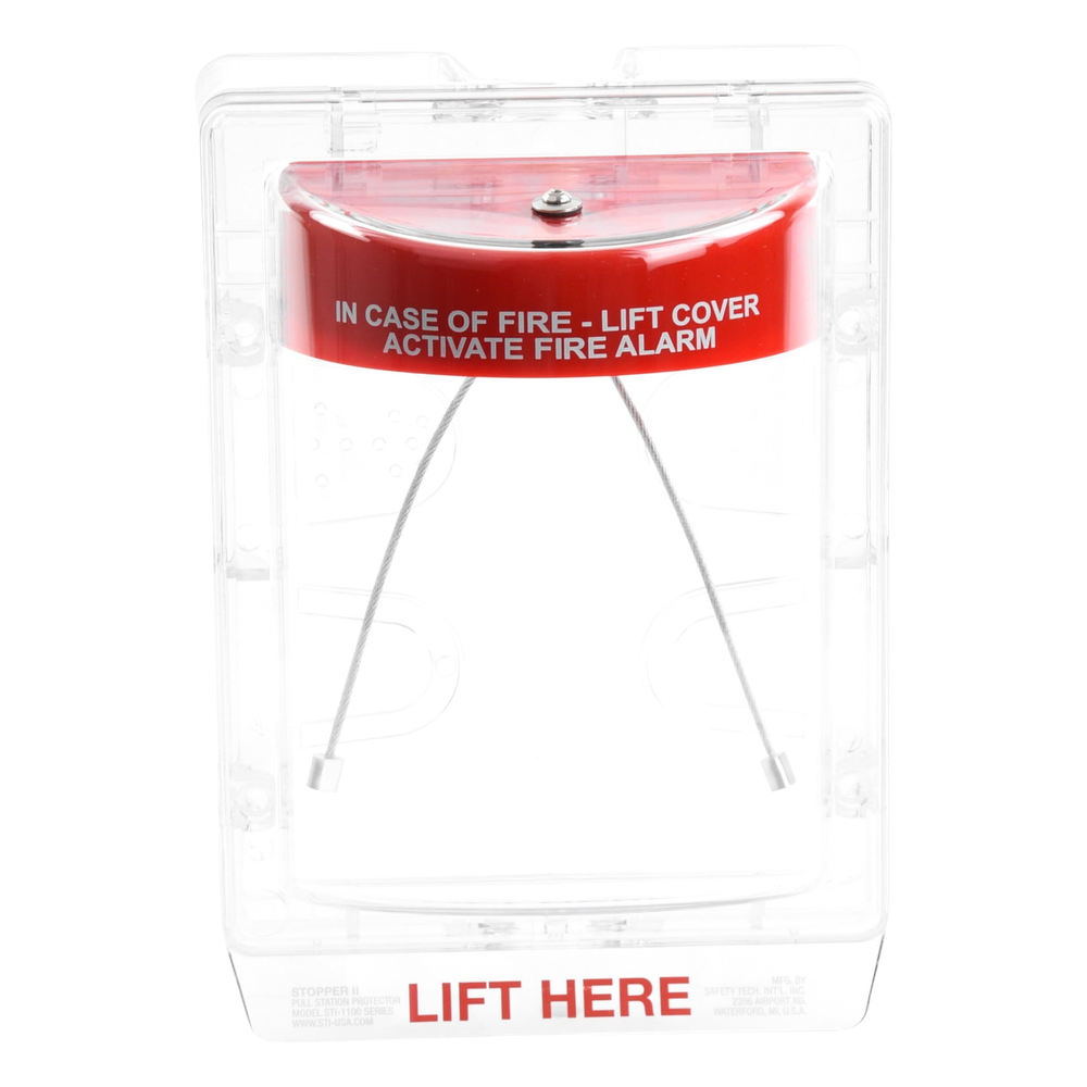 Cubierta Protectora Serie Stopper II® De Policarbonato, Con Bocina, Espaciador Transparente, Montaje en Superficie, Etiqueta en Inglés