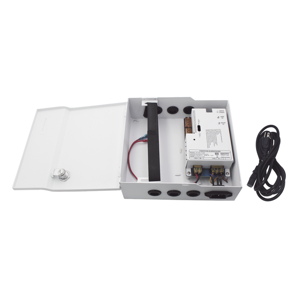Fuente de Poder / 1 Salida 11-15 Vcc /  5 A / Temporizador Integrado / Con Capacidad de Batería de Respaldo / Requiere Batería / Aplicaciones en sistemas de control de Acceso