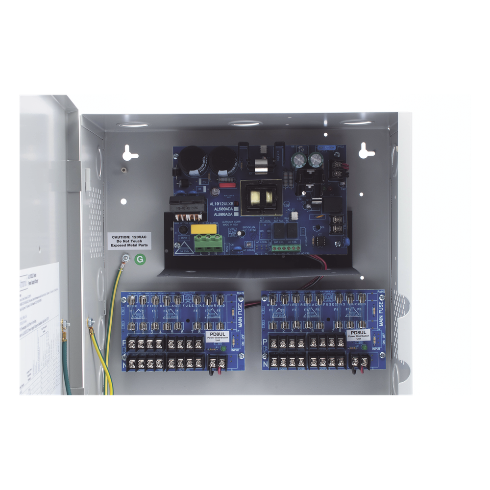 12 Vcc @ 10 A / Fuente tipo control / 16 salidas / capacidad de baterías de respaldo / Requiere batería.